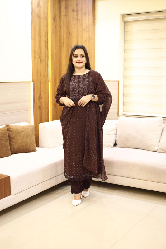 3 piece heavy salwar set( top pant dupatta)