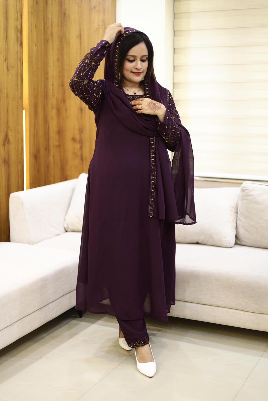 3 piece heavy salwar set( top pant dupatta)