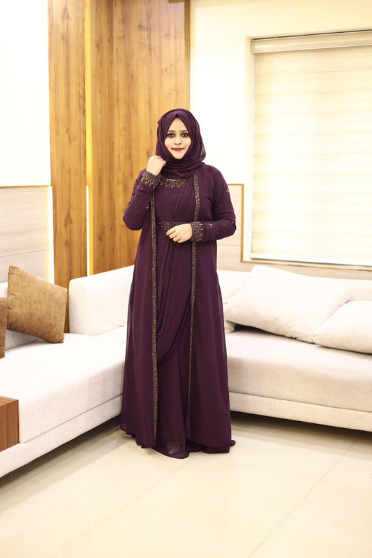 Heavy Hand worked Saree Drape gown + Shrug with inner