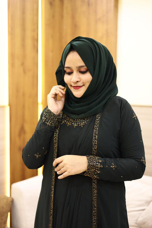 Heavy Hand worked Saree Drape gown + Shrug with inner