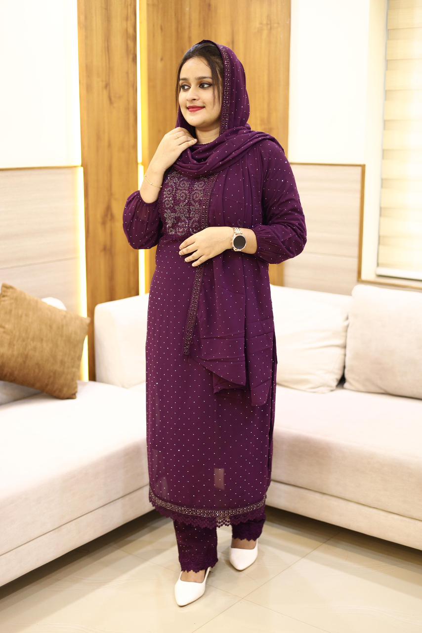 3 piece heavy salwar set( top pant dupatta)