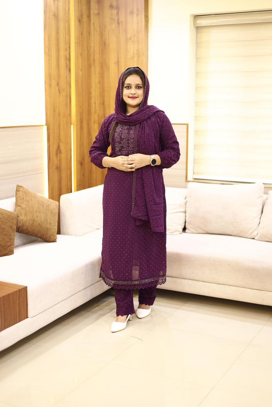 3 piece heavy salwar set( top pant dupatta)