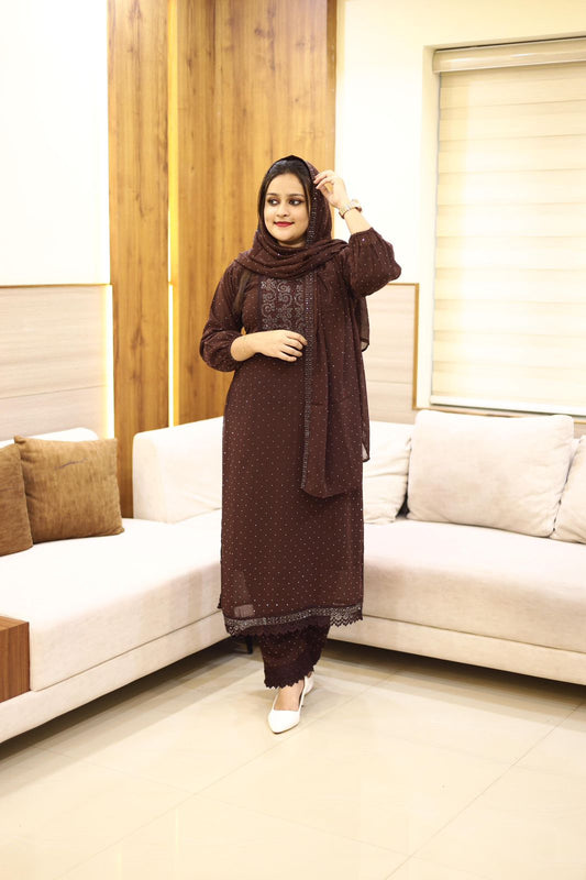 3 piece heavy salwar set( top pant dupatta)