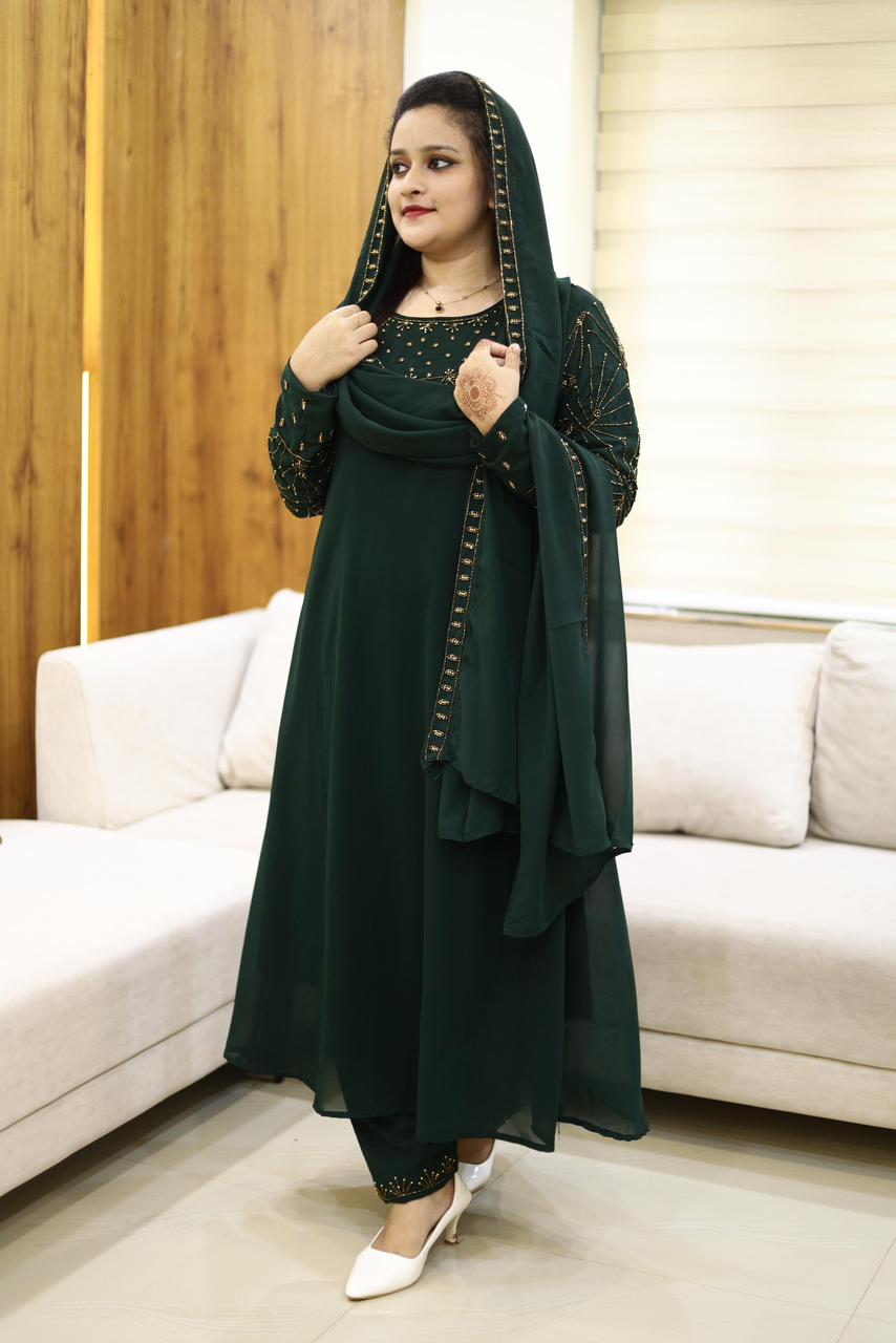 3 piece heavy salwar set( top pant dupatta)