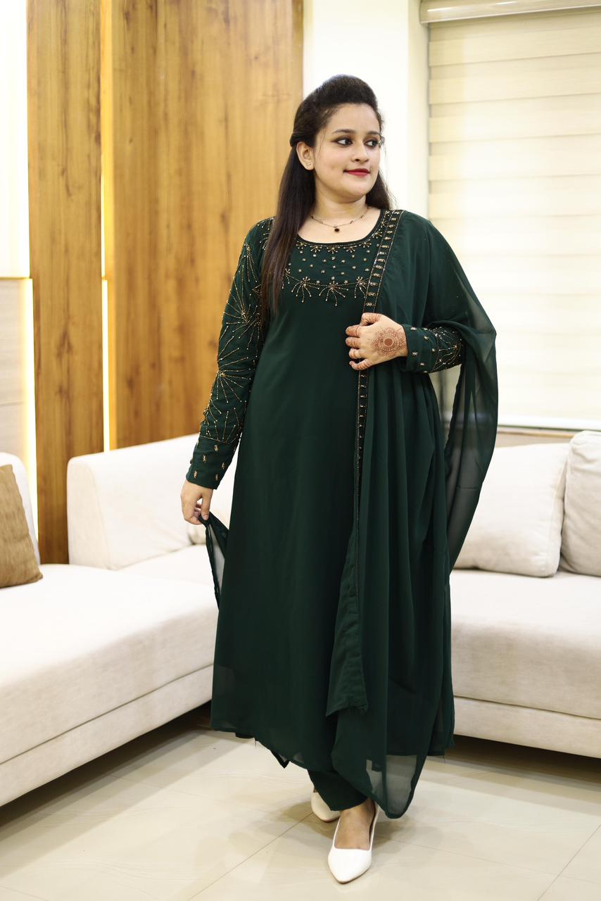 3 piece heavy salwar set( top pant dupatta)