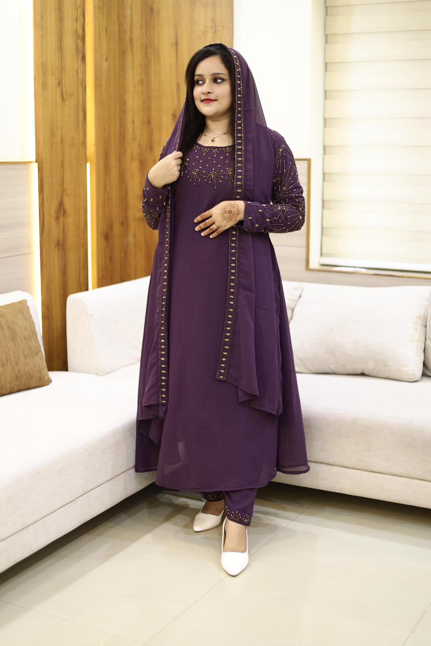 3 piece heavy salwar set( top pant dupatta)