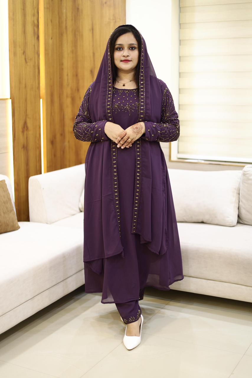 3 piece heavy salwar set( top pant dupatta)