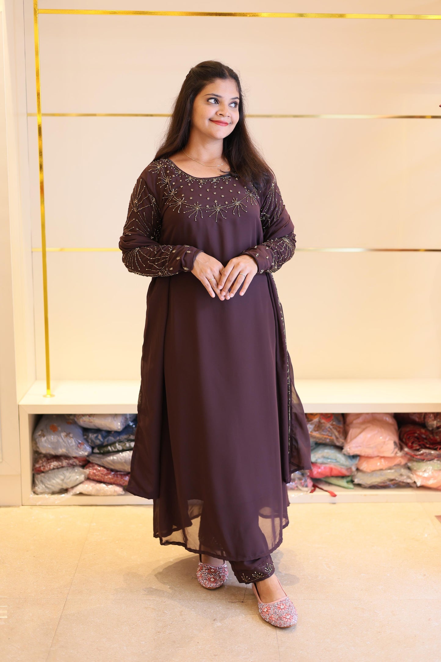 3 piece heavy salwar set( top pant dupatta)