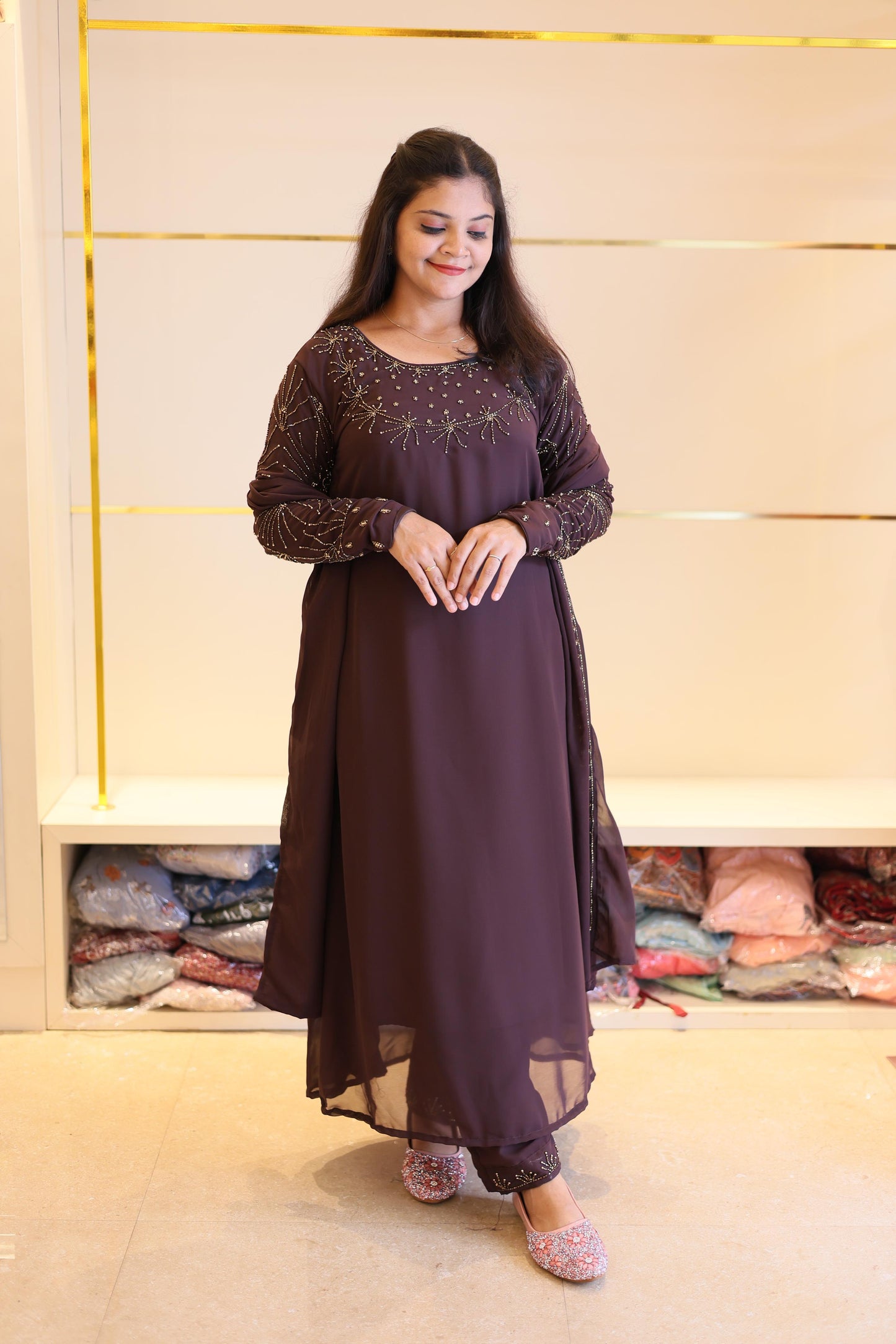 3 piece heavy salwar set( top pant dupatta)