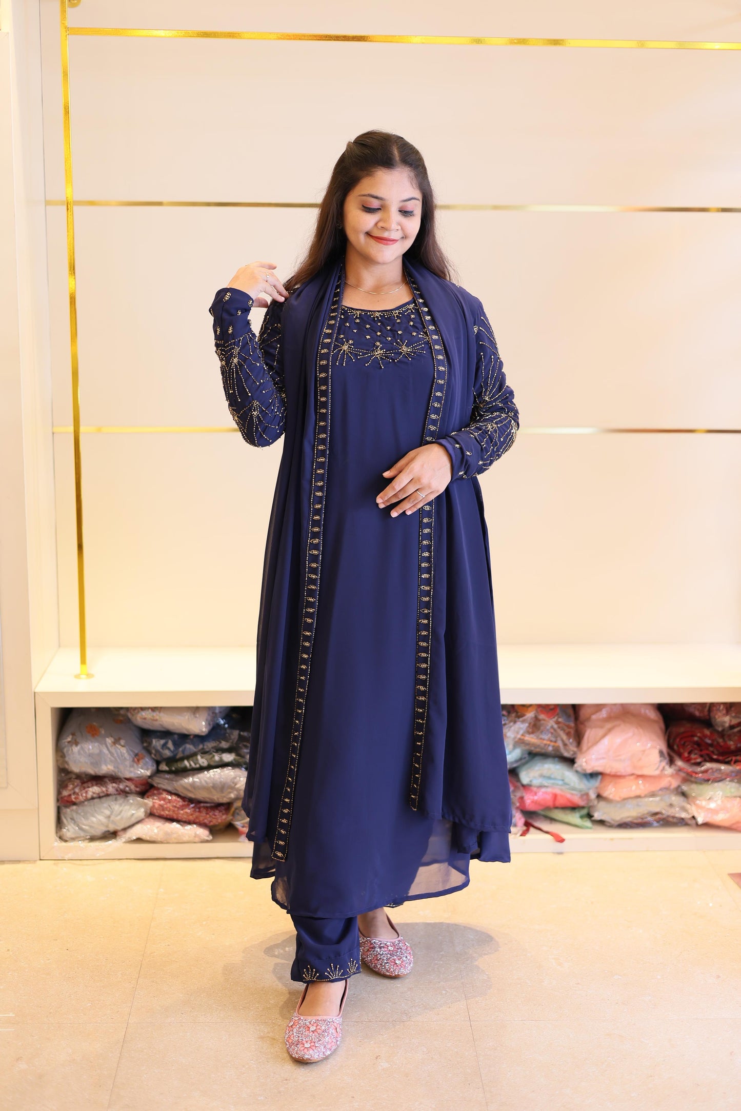 3 piece heavy salwar set( top pant dupatta)