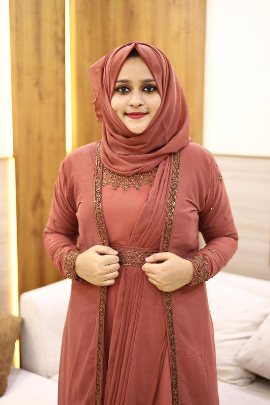 Heavy Handworked Saree Drape gown+Shrug with inner