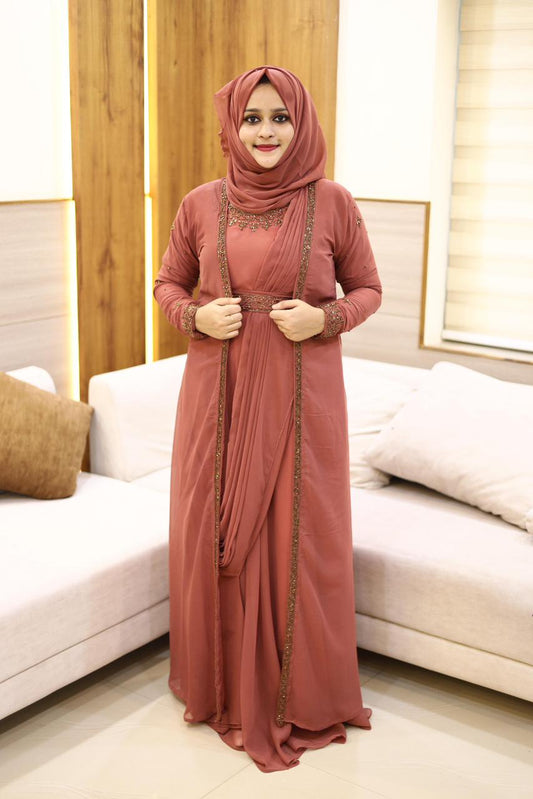 Heavy Handworked Saree Drape gown+Shrug with inner