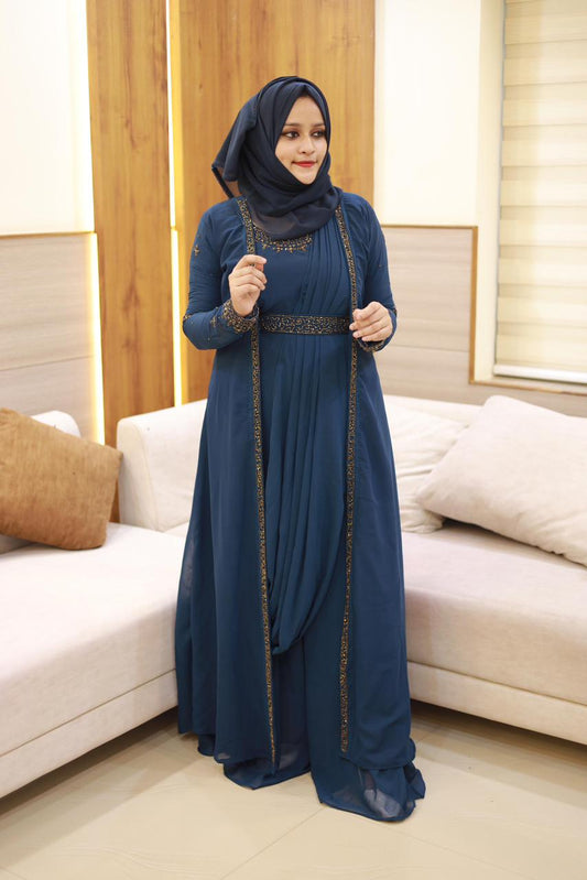 Heavy Handworked Saree Drape gown+Shrug with inner