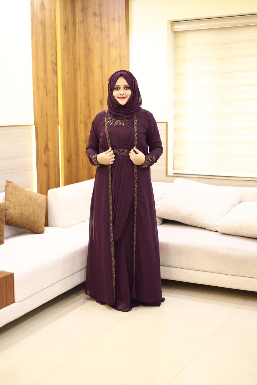 Heavy Hand worked Saree Drape gown + Shrug with inner