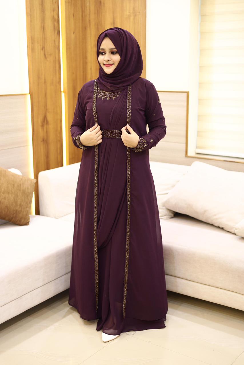 Heavy Hand worked Saree Drape gown + Shrug with inner