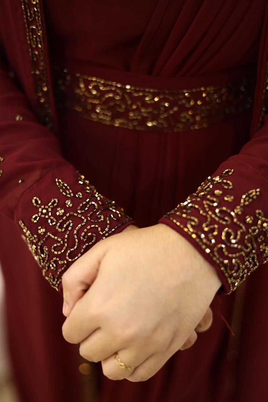 Heavy Hand worked Saree Drape gown + Shrug with inner