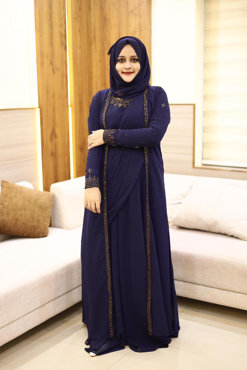 Heavy Hand worked Saree Drape gown + Shrug with inner