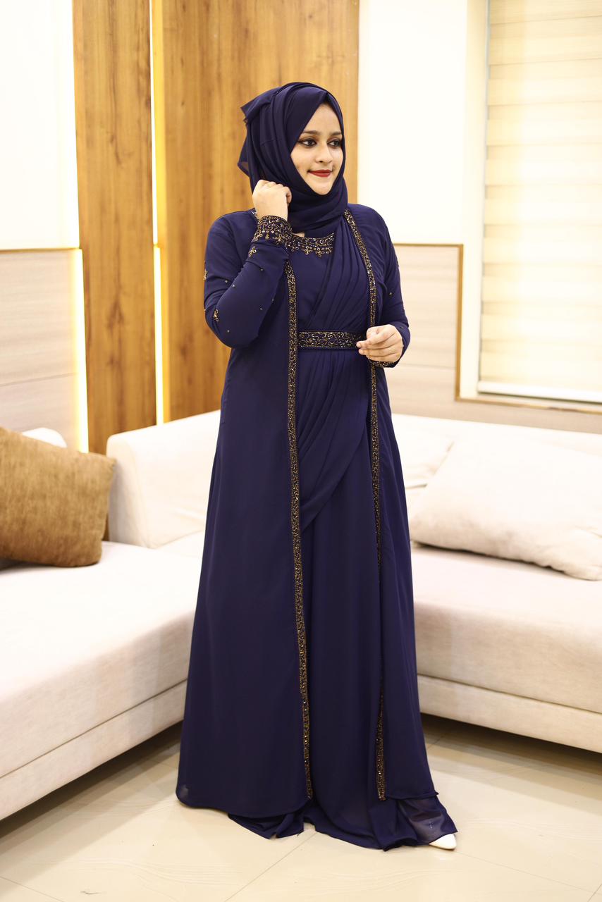 Heavy Hand worked Saree Drape gown + Shrug with inner