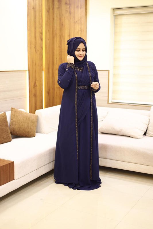 Heavy Hand worked Saree Drape gown + Shrug with inner