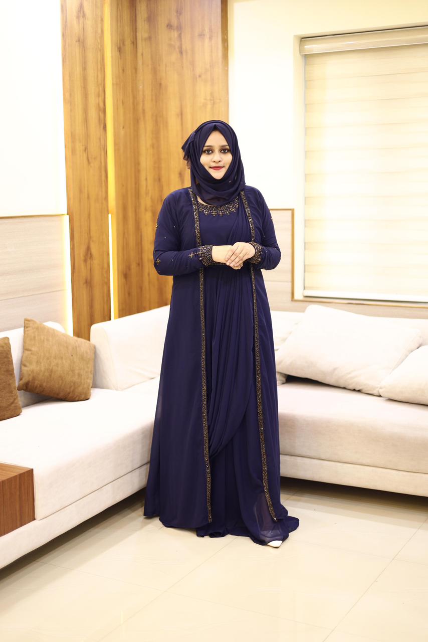 Heavy Hand worked Saree Drape gown + Shrug with inner